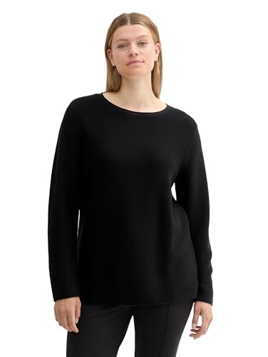 TOM TAILOR Damen Plussize Strickpullover aus Bio-Baumwolle, 14482 - Deep Black, 54 von TOM TAILOR