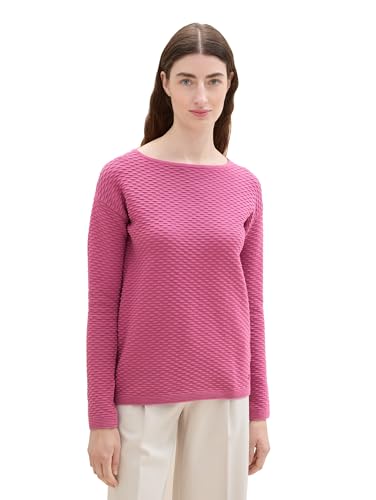 TOM TAILOR Damen 1044606 Pullover mit Struktur, 16348-Pink Velvet, XL von TOM TAILOR