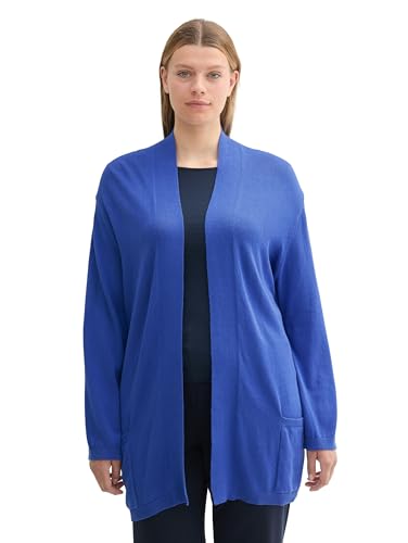 TOM TAILOR Damen 1044773 Plussize Basic Cardigan Strickjacke, 10619-Preppy Jean Blue, 52 Größen von TOM TAILOR