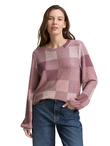 TOM TAILOR Damen 1044923 Longsleeve T-Shirt, 38729-Berry Cosy Check, L von TOM TAILOR