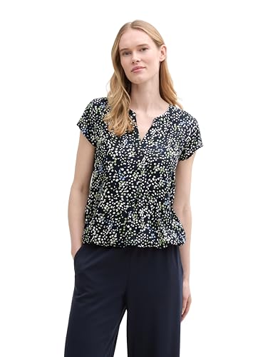TOM TAILOR Bluse mit Muster, Printed Blue White minimal, 34 von TOM TAILOR