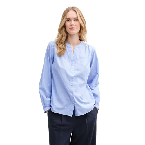 TOM TAILOR Damen 1045250 Bluse, 37569-Chambray Embroidery Design, 38 von TOM TAILOR