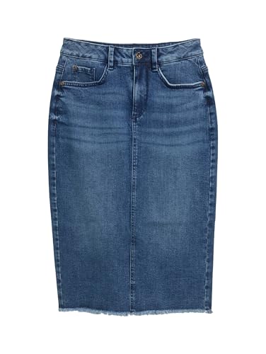 TOM TAILOR Damen 1045296 Midi Rock, 10113-Clean Mid Stone Blue Denim, 36 von TOM TAILOR