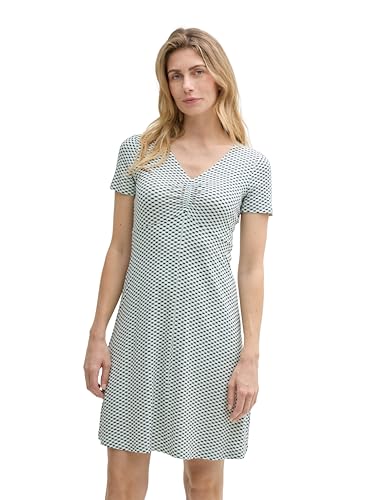 TOM TAILOR Damen 1045309 Kleid, 38005 - Green White Tile Minimal, 36 EU von TOM TAILOR