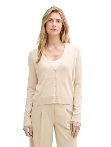 TOM TAILOR Damen 1045465 Cardigan Strickjacke, 35541-Summer Beige Melange, L von TOM TAILOR