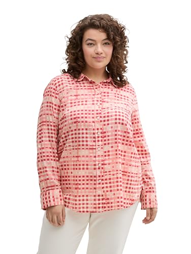 TOM TAILOR Damen 1046016 Bluse, 37125-Berry Red Check Design, 50 Größen von TOM TAILOR