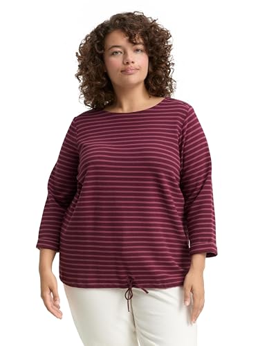 TOM TAILOR Damen 1046027 T-Shirt, 38592-Oxblood Red Stripe, 48 von TOM TAILOR