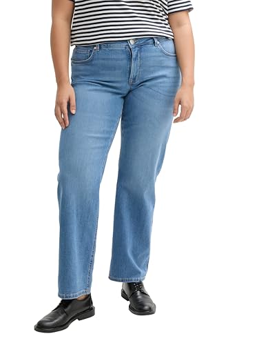 TOM TAILOR Damen 1046069 Jeans Straight, 10112-Clean Light Stone Blue Denim, 48/Grande Taille von TOM TAILOR
