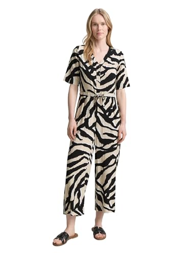 TOM TAILOR Damen 1046425 Jumpsuit, 38070-Abstract Beige Zebra, 38 von TOM TAILOR