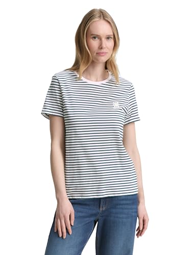 TOM TAILOR Damen 1046440 T-Shirt, 38150-Green White Irregular Stripe, XS TOM TAILOR Damen 1046440 T-Shirt, 38150-Green White Irregular Stripe, XS von TOM TAILOR