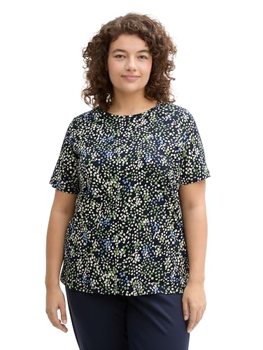 TOM TAILOR Damen 1047021 T-Shirt, 37369 - Multicolor Navy Dot Structure, 50 Große Größen EU von TOM TAILOR