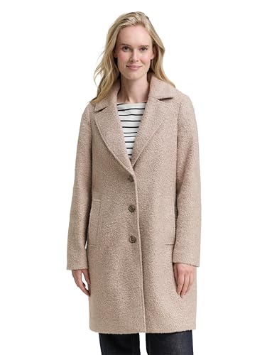TOM TAILOR Damen 1047055 Mantel, 38230-Boucle Beige Melange, L von TOM TAILOR