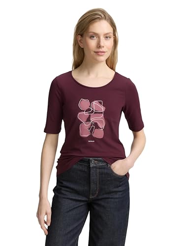 TOM TAILOR Damen 1047062 T-Shirt, 16427-Bordeaux Red, M von TOM TAILOR