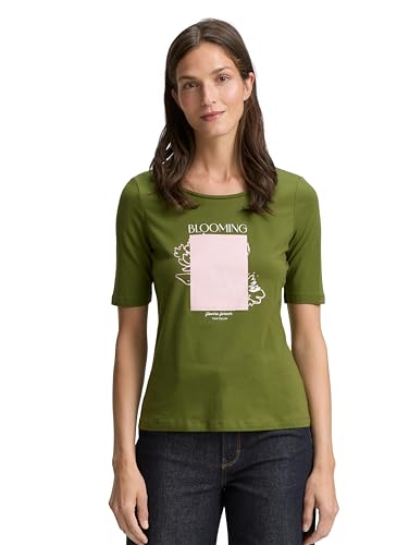 TOM TAILOR Damen 1047062 T-Shirt, 38802-Deep Ivy Green, XL von TOM TAILOR