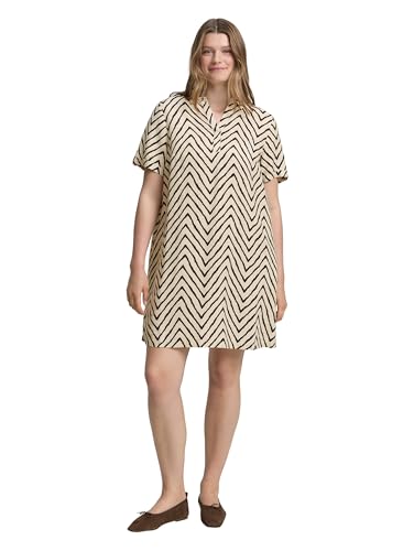 TOM TAILOR Damen 1047150 Kleid, 38058-Natural Zig Zag Design, 48 Größen von TOM TAILOR
