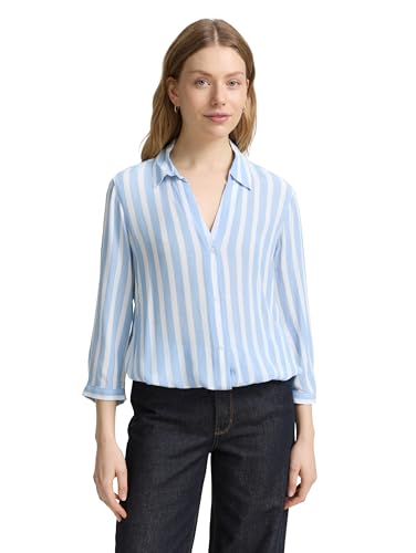 TOM TAILOR Damen 1047179 Bluse, 35221-Offwhite Blue Vertical Stripe, 44 von TOM TAILOR
