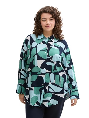 TOM TAILOR Damen 1047190 Bluse, 37800-Green Dots and Shapes Design, 54 Größen von TOM TAILOR