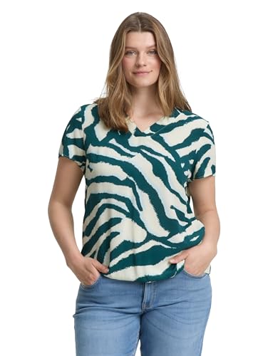 TOM TAILOR Damen 1047196 Bluse, 38068 - Abstract Teal Zebra Print, 50 Große Größen EU von TOM TAILOR