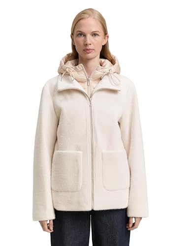 TOM TAILOR Damen 1047523 Jacke, 38248-Structure Beige Melange, M von TOM TAILOR