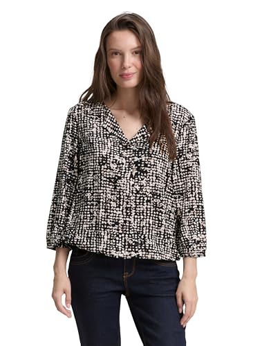 TOM TAILOR Damen 1047574 Bluse, 38402-Navy Abstract Dot Design, 46 von TOM TAILOR