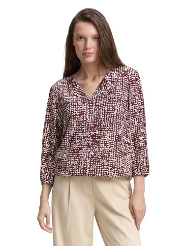 TOM TAILOR Damen 1047574 Bluse, 38403-Dark Red Abstract Dot Design, 38 von TOM TAILOR