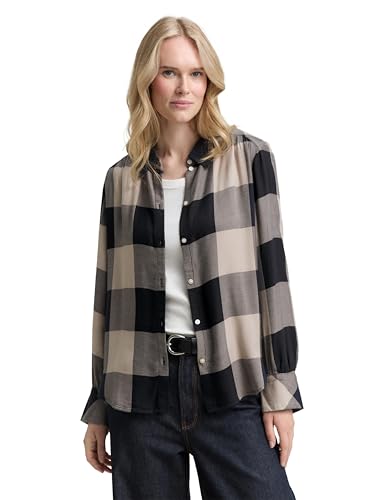 TOM TAILOR Damen 1047583 Bluse, 38726-Petrol Navy Check, 44 von TOM TAILOR