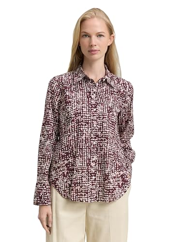 TOM TAILOR Damen 1047586 Bluse, 38403-Dark Red Abstract Dot Design, 40 von TOM TAILOR