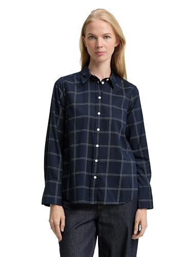 TOM TAILOR Damen 1047586 Bluse, 39376-Blue Printed Check, 42 von TOM TAILOR