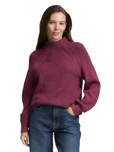 TOM TAILOR Damen 1047670 Pullover, 38881-Red Rib Structure, M von TOM TAILOR