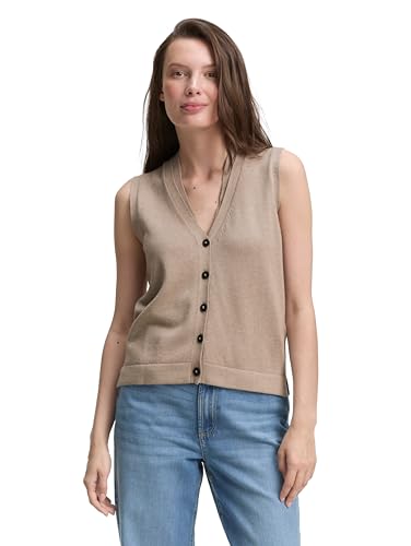 TOM TAILOR Damen 1047676 Pullunder Cardigan, 38330-Soft Taupe Melange, XL von TOM TAILOR