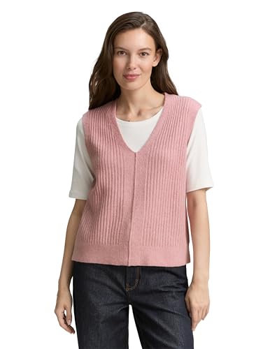 TOM TAILOR Damen 1047693 Pullunder, 11082-Morning Pink Melange, L von TOM TAILOR