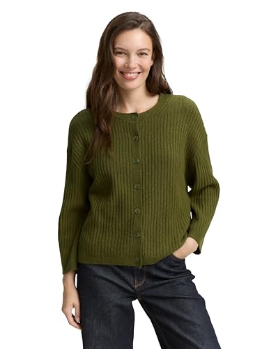TOM TAILOR Damen 1047694 Cardigan Strickjacke, 38394-Deep Ivy Melange, L von TOM TAILOR