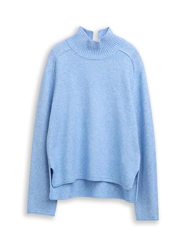 TOM TAILOR Damen 1047703 Pullover, 34910-Light Fjord Blue Melange, XL von TOM TAILOR