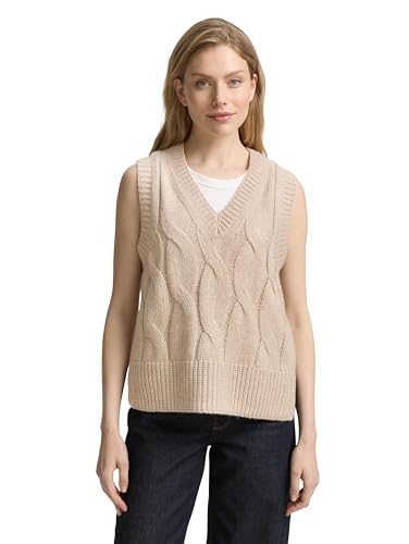 TOM TAILOR Damen 1047708 Pullunder, 38330-Soft Taupe Melange, S von TOM TAILOR