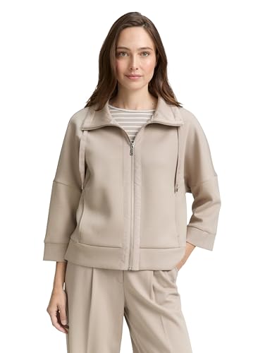TOM TAILOR Damen 1047715 Sweatjacke, 32208-Soft Taupe Grey, XXS von TOM TAILOR