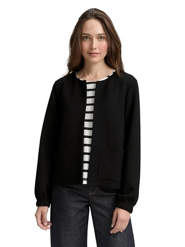 TOM TAILOR Damen 1047718 Sweatjacke, 14482-Deep Black, M von TOM TAILOR