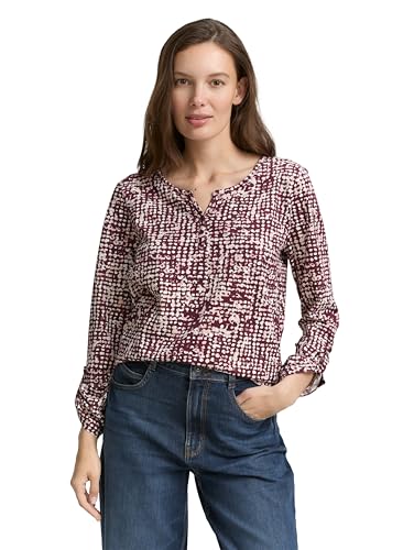 TOM TAILOR Damen 1047729 T-Shirt, 38403-Dark Red Abstract Dot Design, L von TOM TAILOR