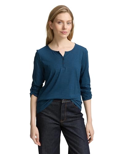 TOM TAILOR Damen 1047729 T-Shirt, 38828-Petrol Navy Vichy Print, XS TOM TAILOR Damen 1047729 T-Shirt, 38828-Petrol Navy Vichy Print, XS von TOM TAILOR
