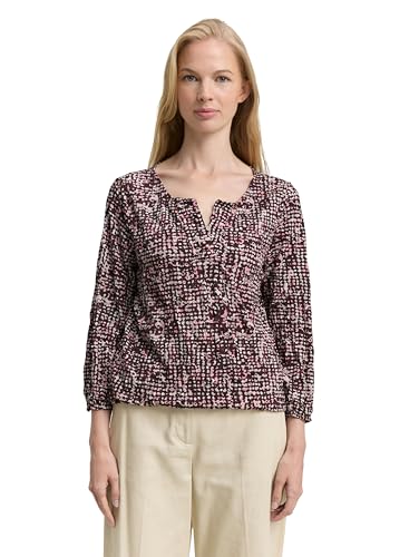TOM TAILOR Damen 1047731 T-Shirt, 38403-Dark Red Abstract Dot Design, 3XL von TOM TAILOR