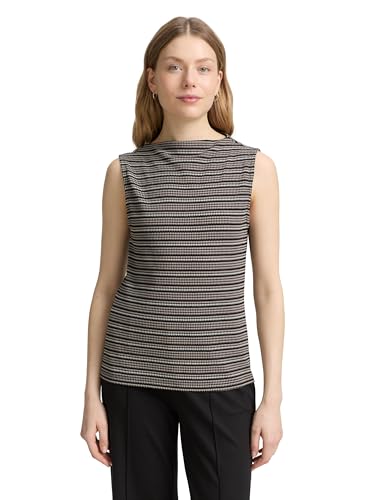 TOM TAILOR Damen 1047739 Top, 38581-Black Knit Structure Stripe, XL von TOM TAILOR