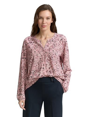 TOM TAILOR Damen 1047745 Longsleeve T-Shirt, 38827-Rose Abstract Dot Design, L von TOM TAILOR