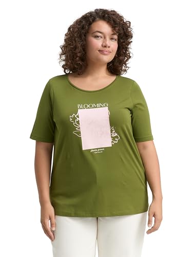 TOM TAILOR Damen 1048231 T-Shirt, 38802-Deep Ivy Green, 48 von TOM TAILOR