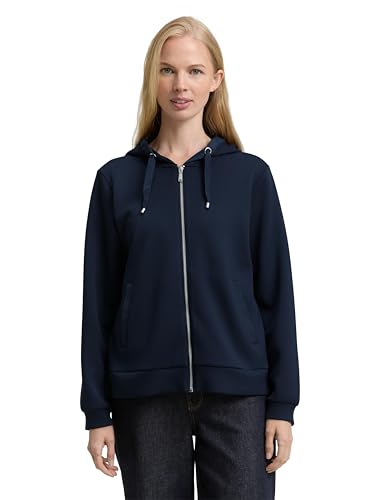 TOM TAILOR Damen 1048293 Sweatjacke, 10668-Sky Captain Blue, XXL von TOM TAILOR
