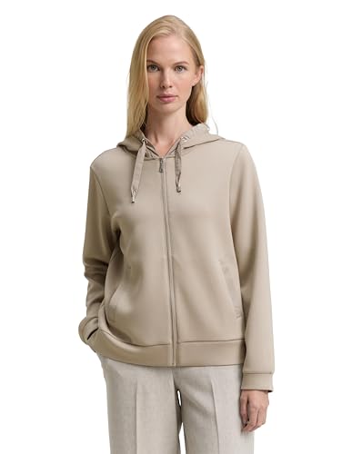 TOM TAILOR Damen 1048293 Sweatjacke, 32208-Soft Taupe Grey, L von TOM TAILOR