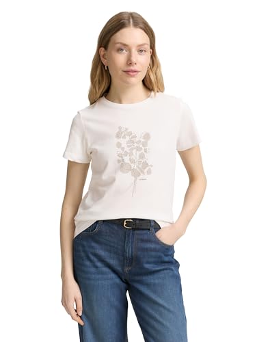 TOM TAILOR Damen 1048307 T-Shirt, 10315-Whisper White, XS von TOM TAILOR
