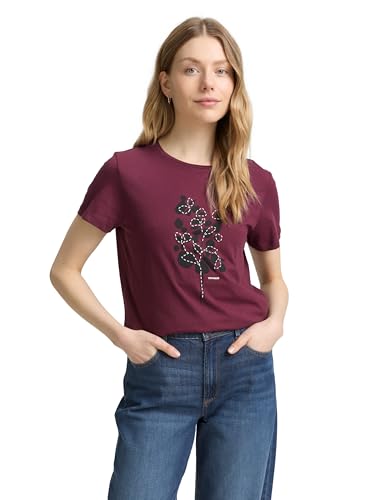 TOM TAILOR Damen 1048307 T-Shirt, 16427-Bordeaux Red, 3XL von TOM TAILOR