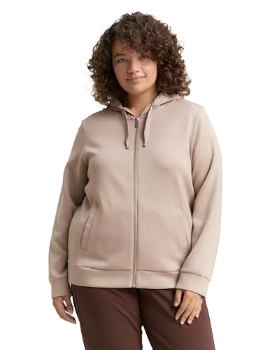 TOM TAILOR Damen 1048375 Sweatjacke, 32208-Soft Taupe Grey, 50 von TOM TAILOR