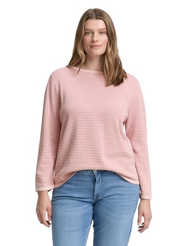 TOM TAILOR Damen 1048386 Pullover, 38706-Rose Bubble Knit Stripe, 52 von TOM TAILOR