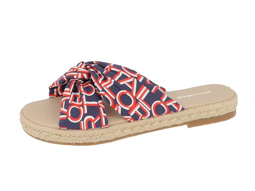 TOM TAILOR Damen 5398504 Flacher Slipper, Navy White Red, 39 EU von TOM TAILOR