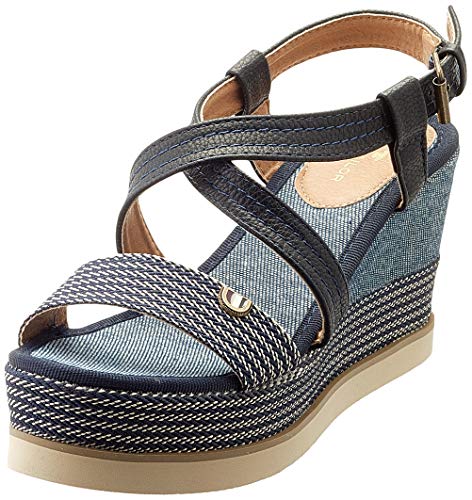 Tom Tailor Damen 8094301 Riemchensandalen, Blau (Navy 00003) von TOM TAILOR